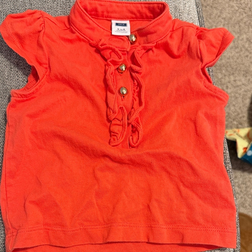 Janie and Jack Red Ruffled Button Down Shirt